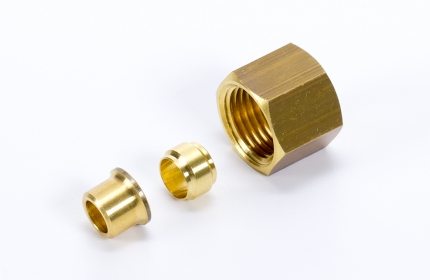Nut, olive and support bushing for cutting ring connector 